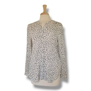 Beach Lunch Lounge Collarless Smocked, Hi Lo Button Down Women's Shirt. Size S/P